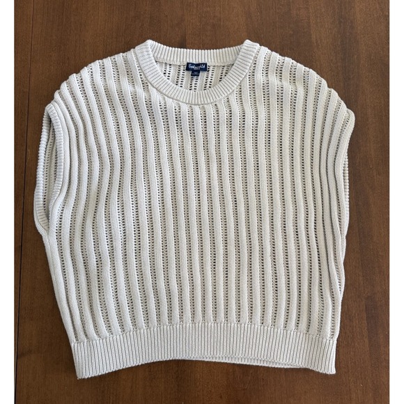 Splendid Sweaters - Splendid Short Sleeve Knit Sweater Top Cream Sz Small Modern Open Weave